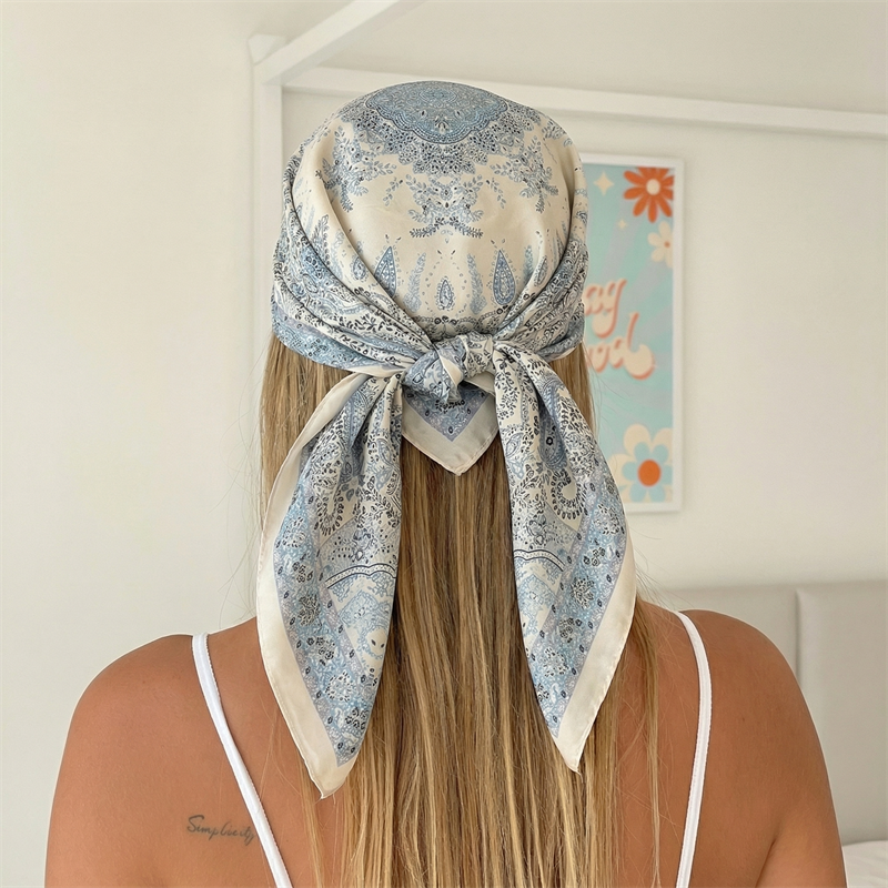 Silk Neck Scarf - Luxury Printing Silk Square Scarf Women