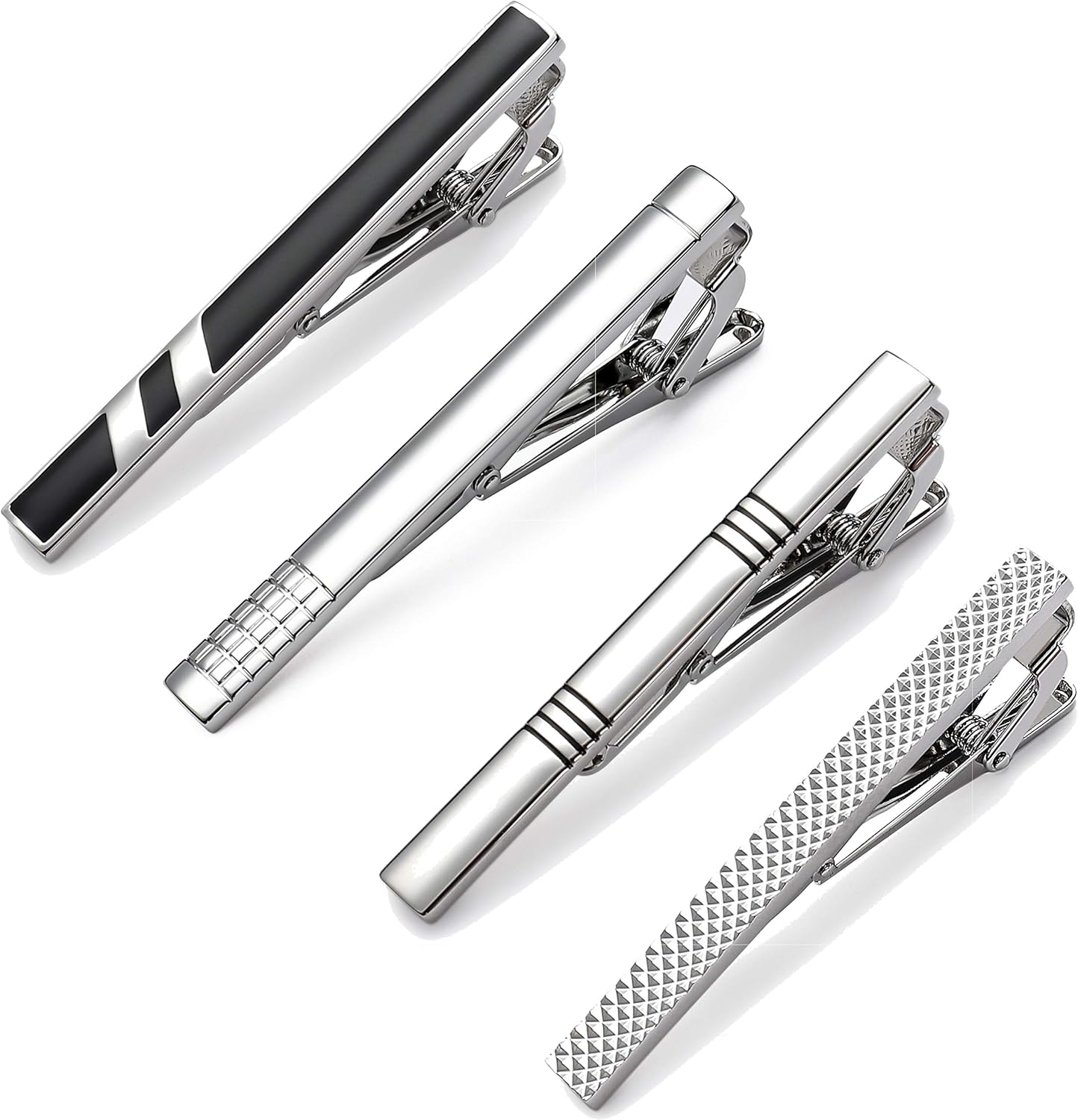 Tie Bar Set Gift - Classic Silver Tie Bar Set for
