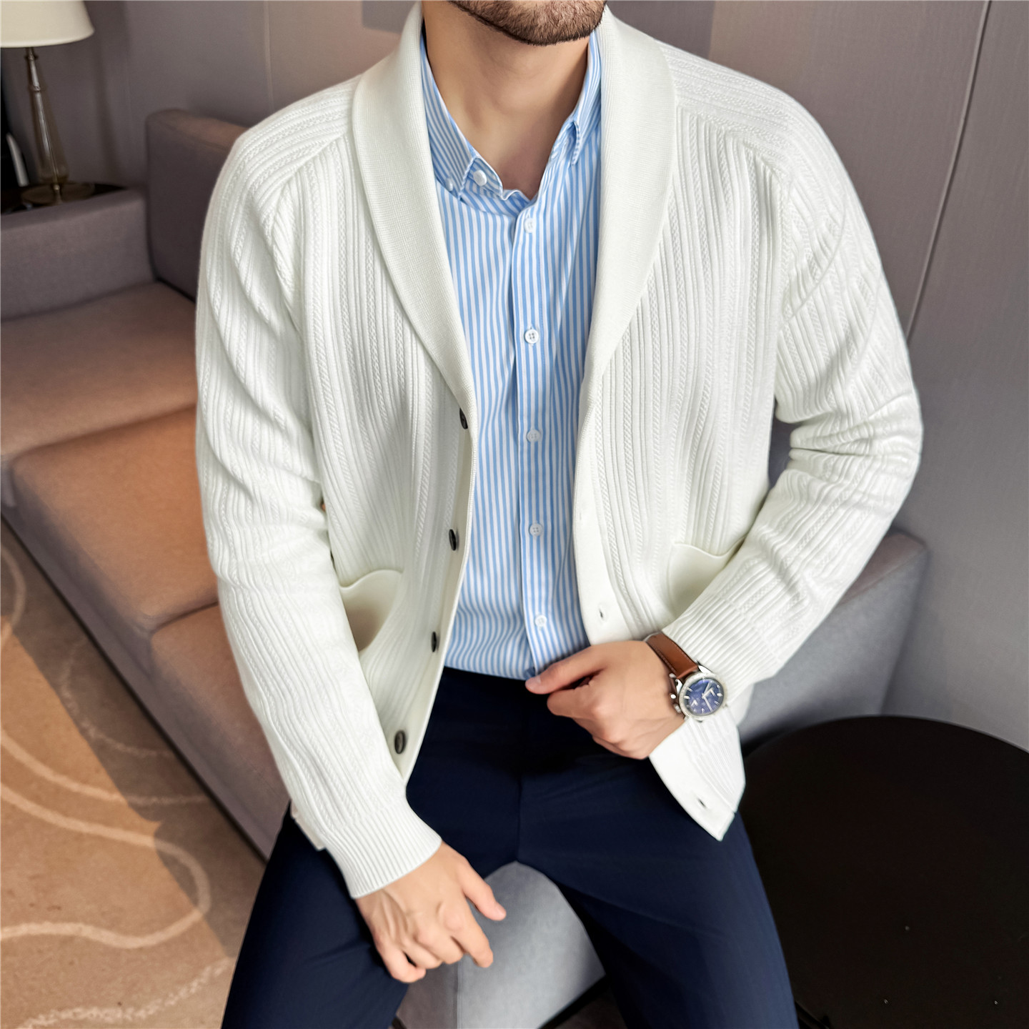 Men's Shawl Collar Knit Cardig - Muffler Men Wool recensione e prezzo