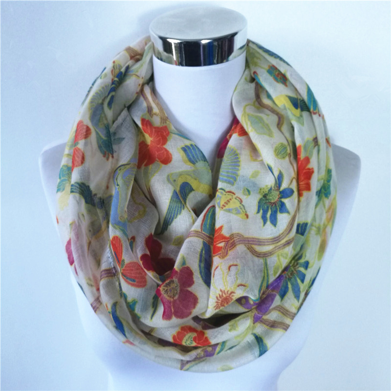 New Magpie Bird print Viscose  - Infinity Scarf Knit recensione e prezzo