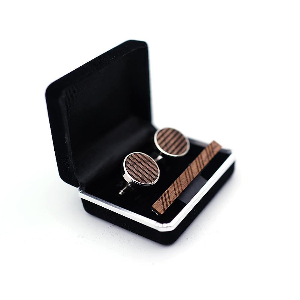 High Quality Wood Cuff links n - Tie Bar Set Gift recensione e prezzo