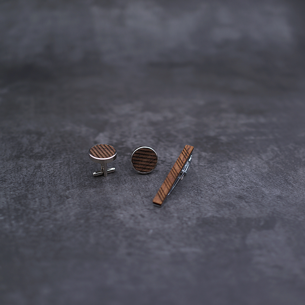 High Quality Wood Cuff links n - Tie Bar Set Gift recensione e prezzo