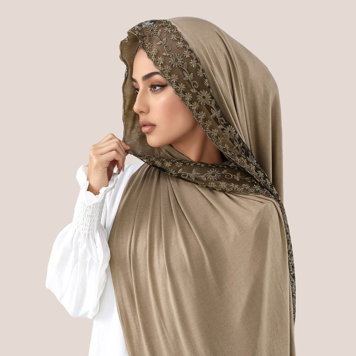 Lace Embroidery Cotton Jersey  - Head Wrap Turban recensione e prezzo