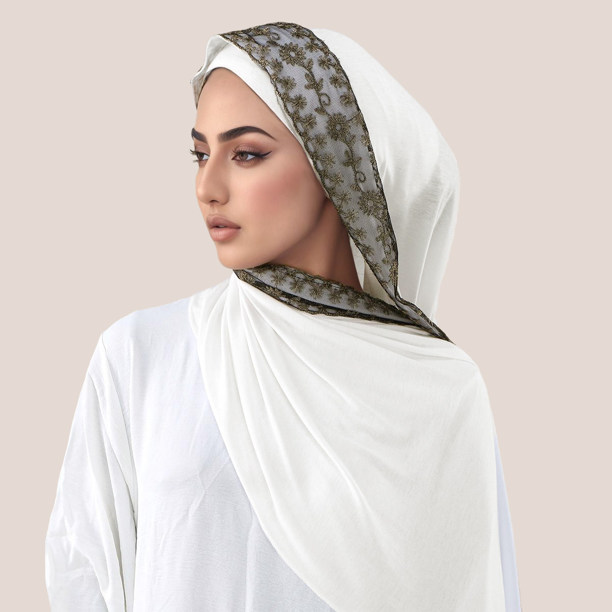 Lace Embroidery Cotton Jersey  - Head Wrap Turban recensione e prezzo