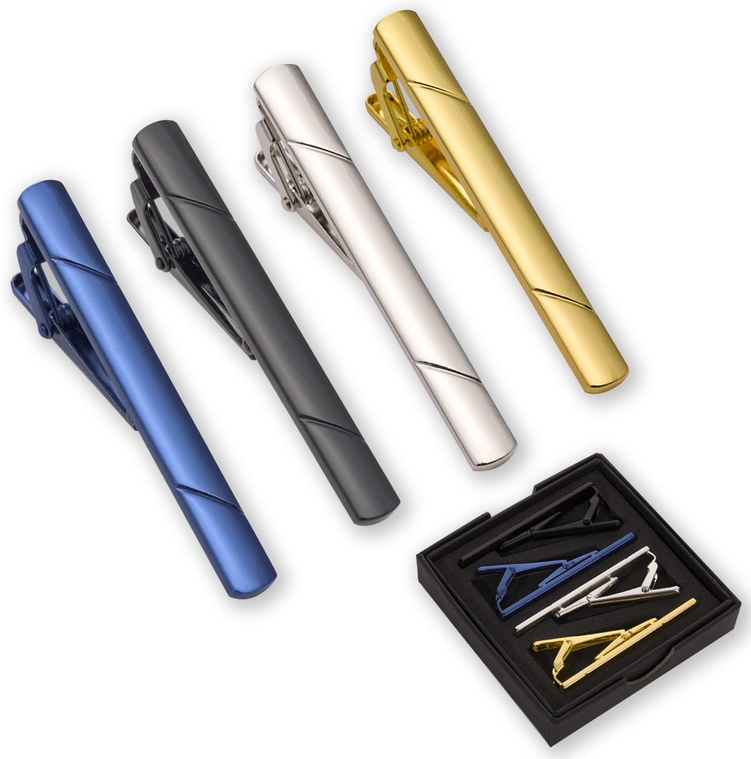 4Pcs Tie Clips for Men with Gi - Tie Clip Silver recensione e prezzo