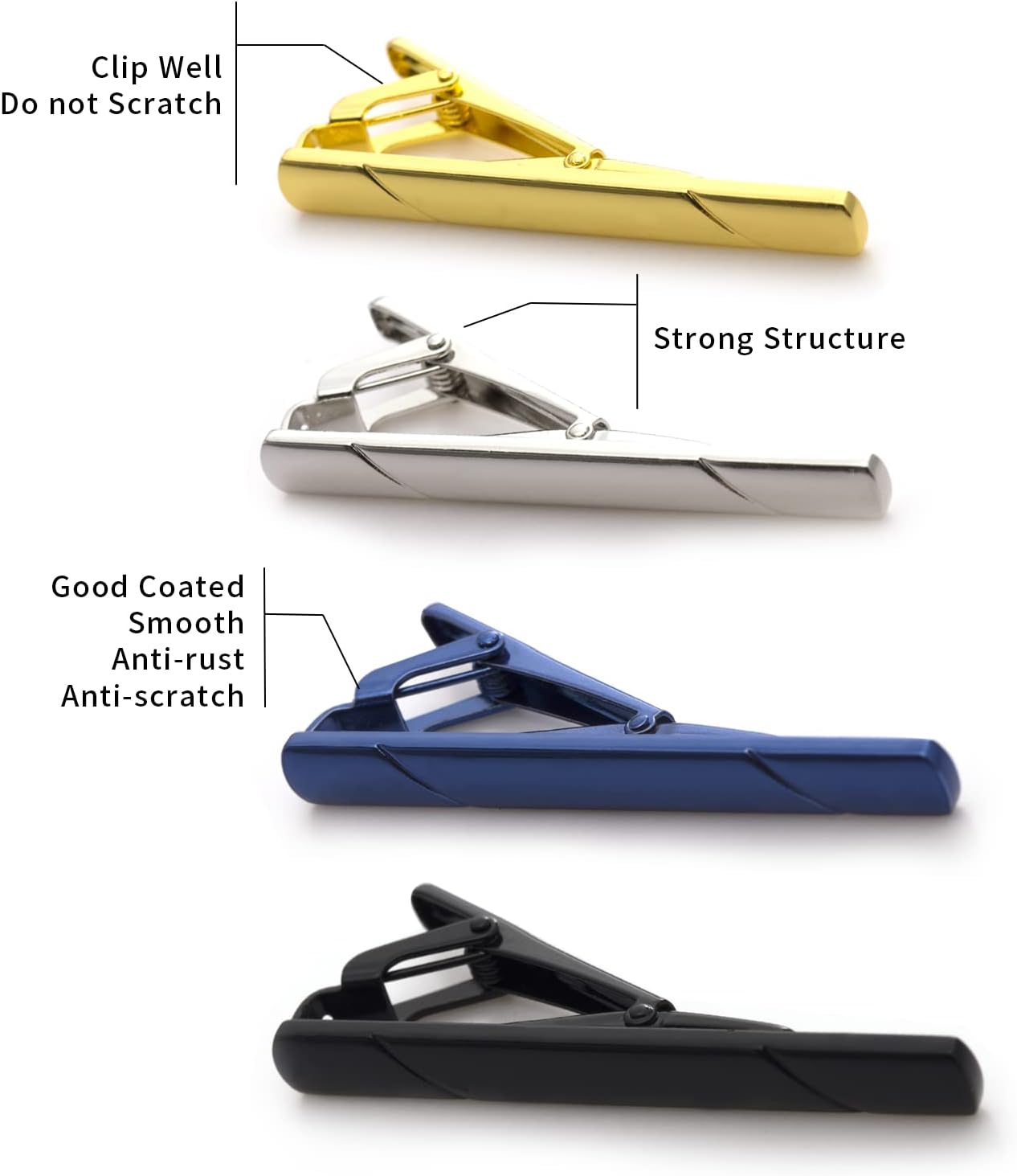 4Pcs Tie Clips for Men with Gi - Tie Clip Silver recensione e prezzo