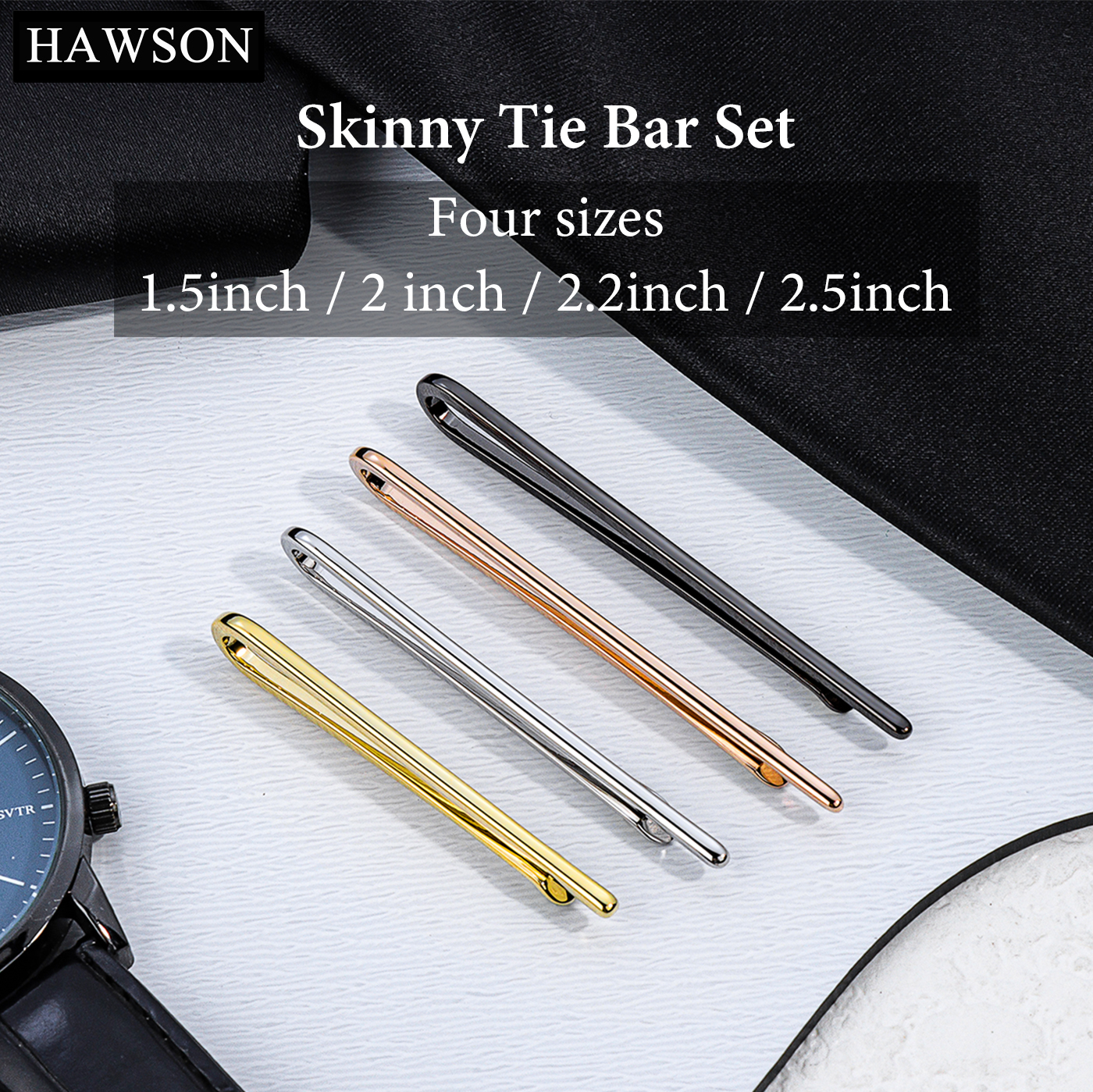 HAWSON Tie Clips for Men 4Pcs  - Tie Bar Set Gift recensione e prezzo