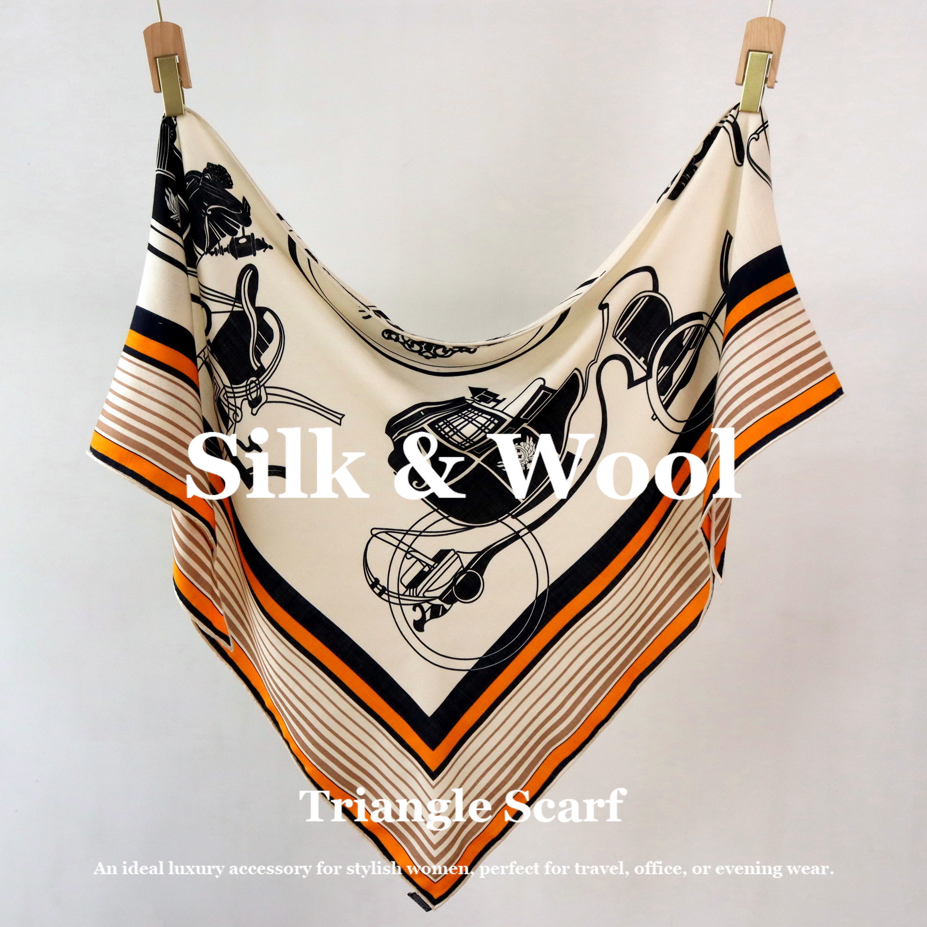 Vintage Equestrian Print Silk  - Pashmina Wrap Large recensione e prezzo