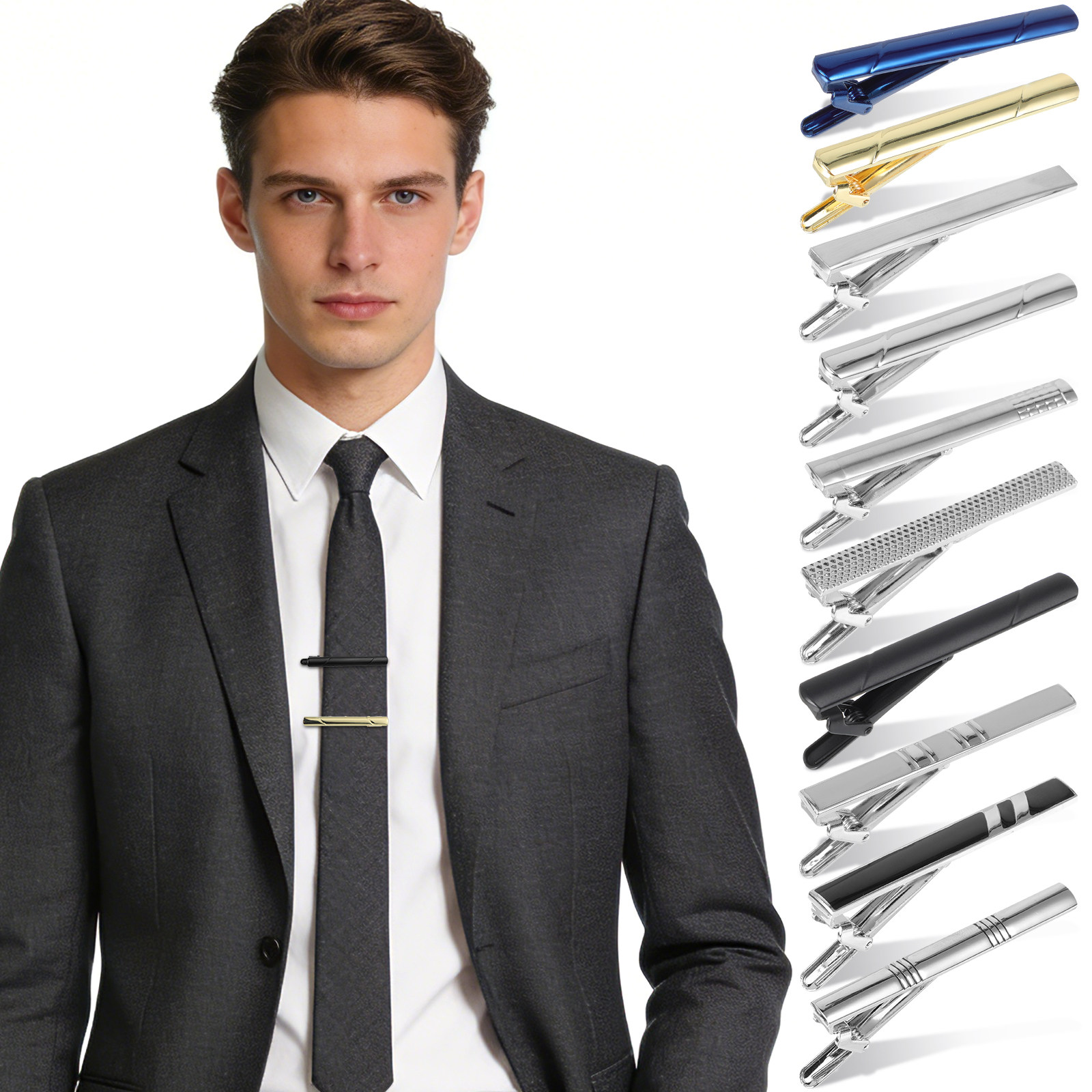 10Pcs Tie Clip Set for Men Ele - Tie Bar Set Gift recensione e prezzo