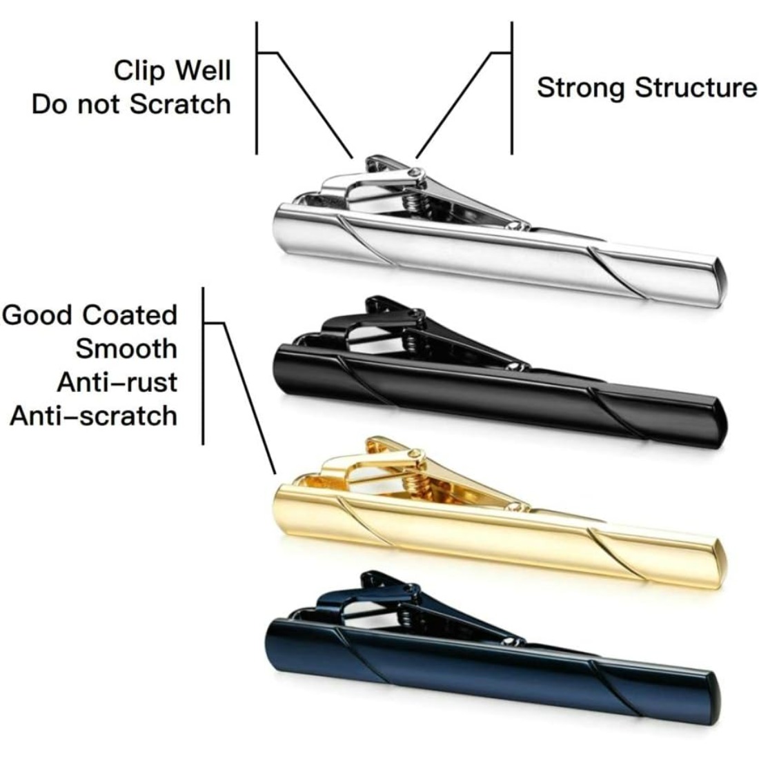 This men's polished metal tie  - Tie Bar Set Gift recensione e prezzo