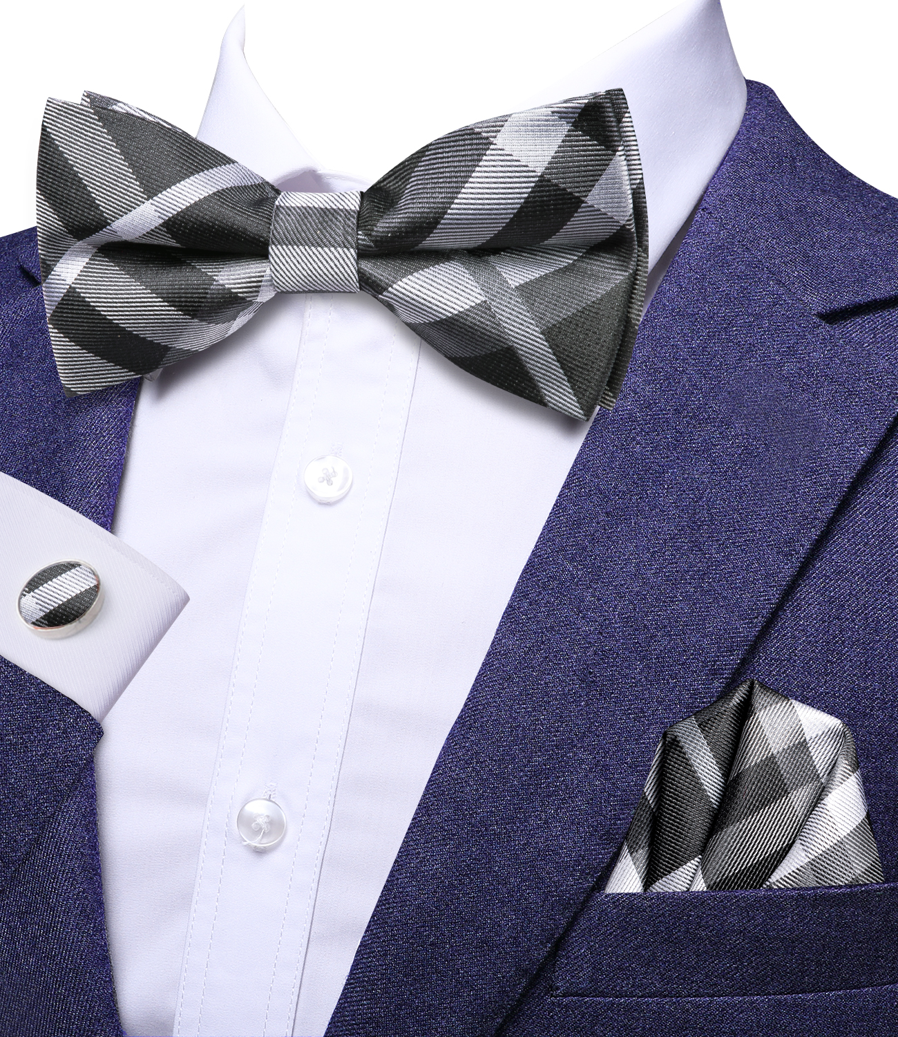 Hi-Tie Grey Plaid Jacquard Sil - Bow Tie Pre Tied recensione e prezzo