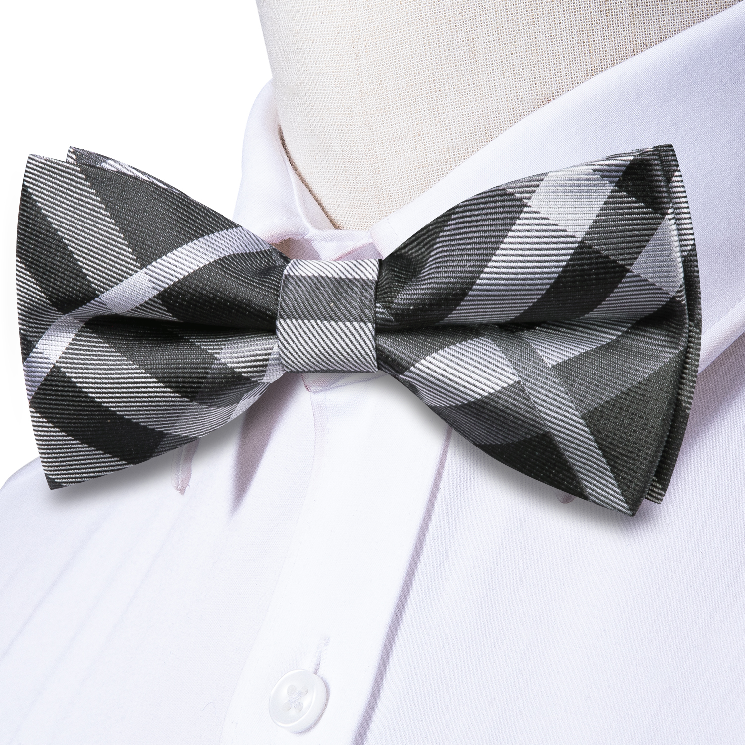 Hi-Tie Grey Plaid Jacquard Sil - Bow Tie Pre Tied recensione e prezzo