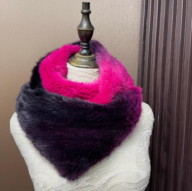Ombre Color Genuine Mink Fur S - Infinity Scarf Knit recensione e prezzo