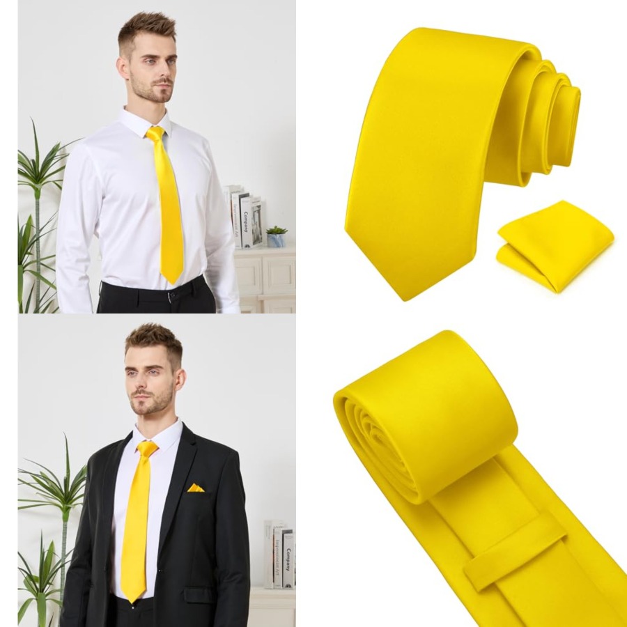Men's Tie Set Solid Pure Color - Pocket Square Set recensione e prezzo