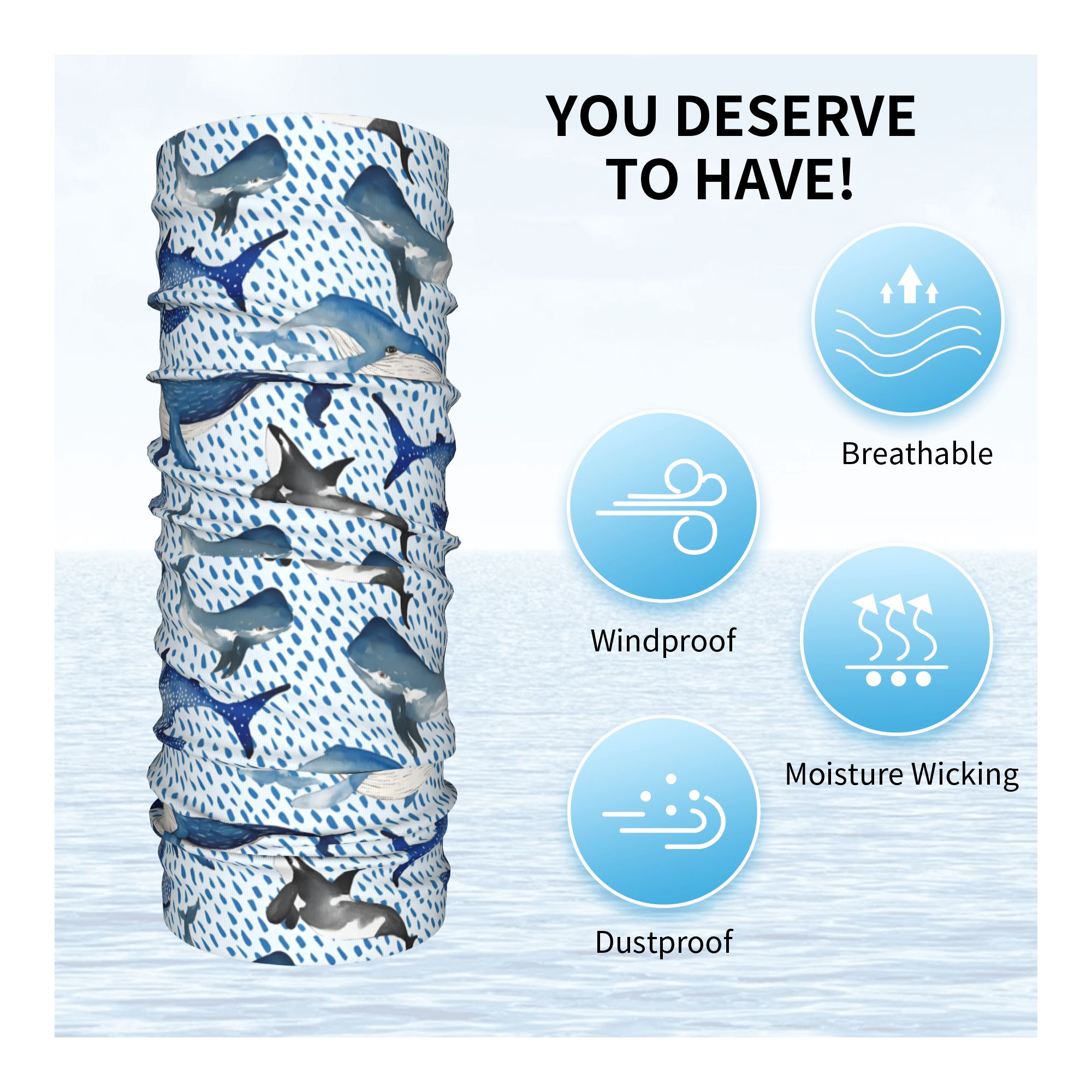Custom Blue Watercolour Shark  - Neck Warmer Tube recensione e prezzo
