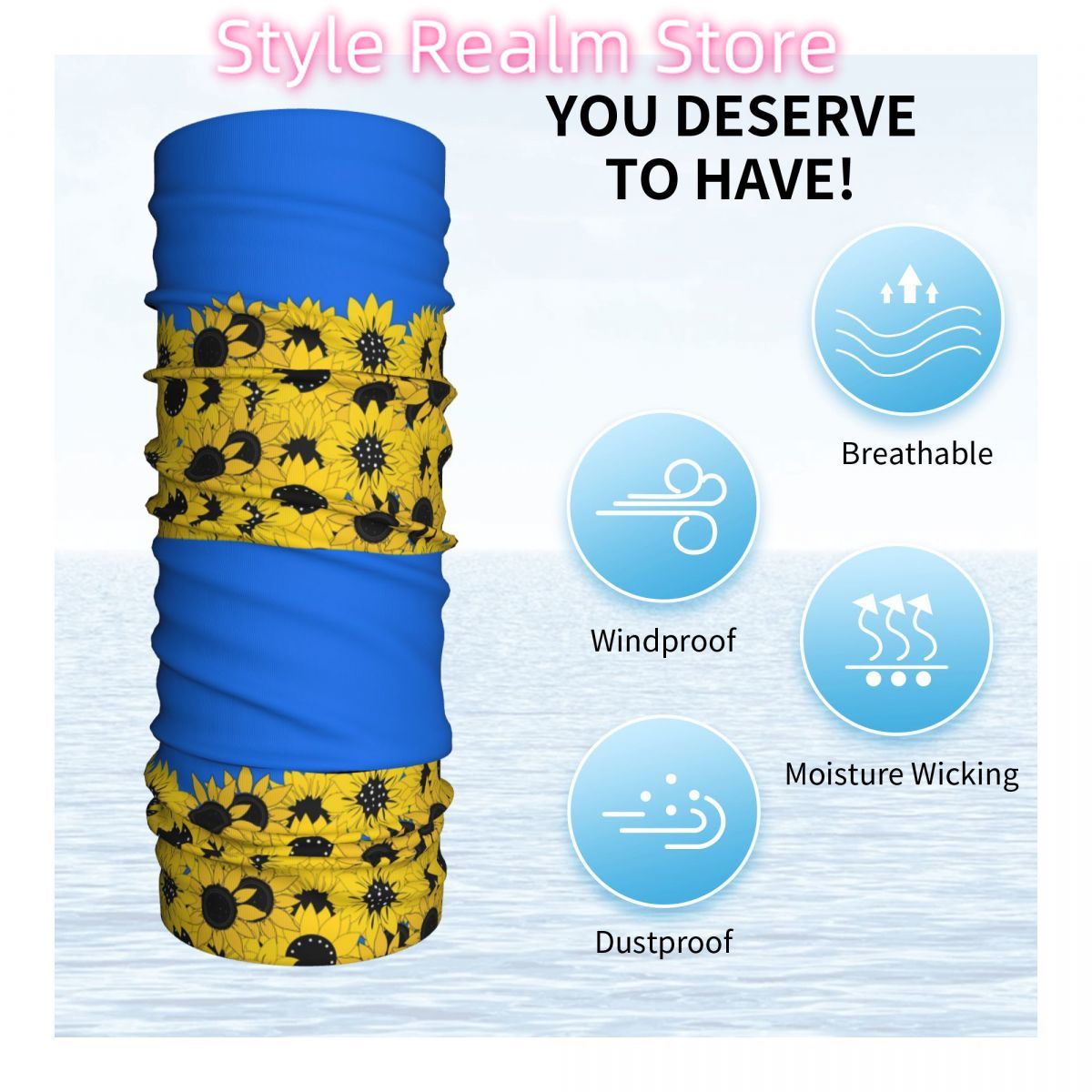 Blue Sunflower Printed Winter  - Neck Warmer Tube recensione e prezzo