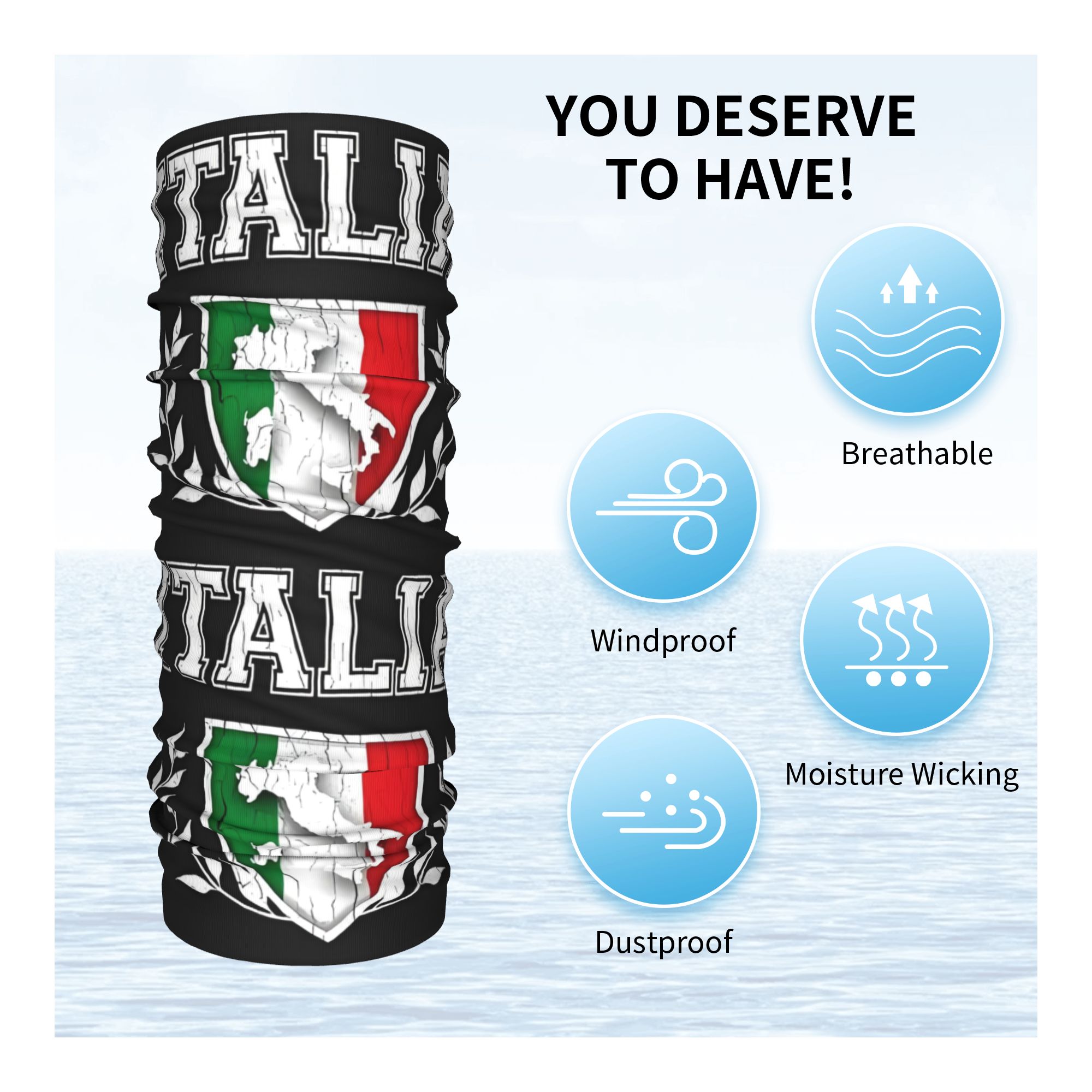 Custom Italy Flag Bandana Neck - Neck Warmer Tube recensione e prezzo