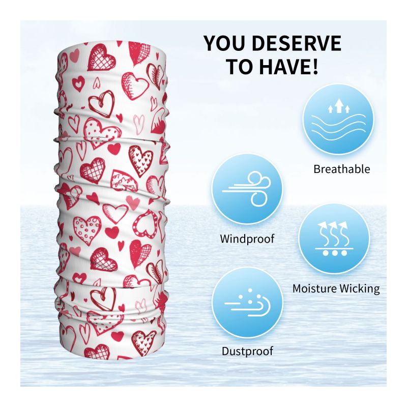 Pink Red Love Hearts Bandana N - Neck Warmer Tube recensione e prezzo