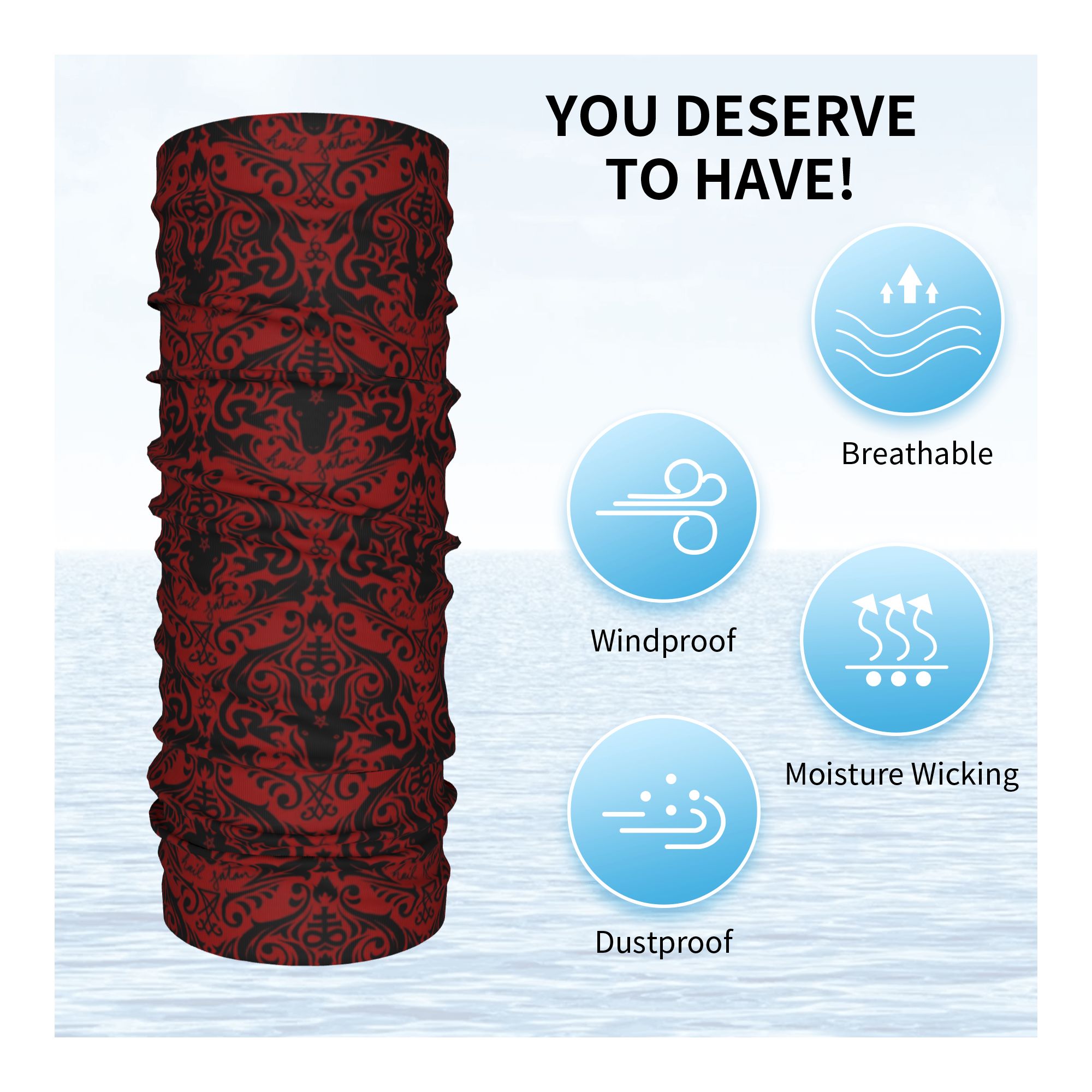 Baphomet Damask Hail Satan Bla - Neck Warmer Tube recensione e prezzo