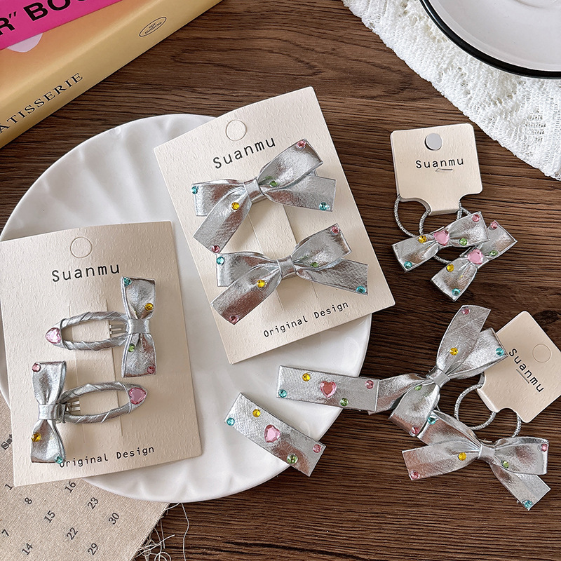2pcs Diamond Bow Children's Ha - Tie Clip Silver recensione e prezzo