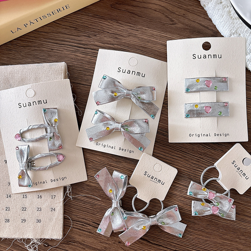 2pcs Diamond Bow Children's Ha - Tie Clip Silver recensione e prezzo