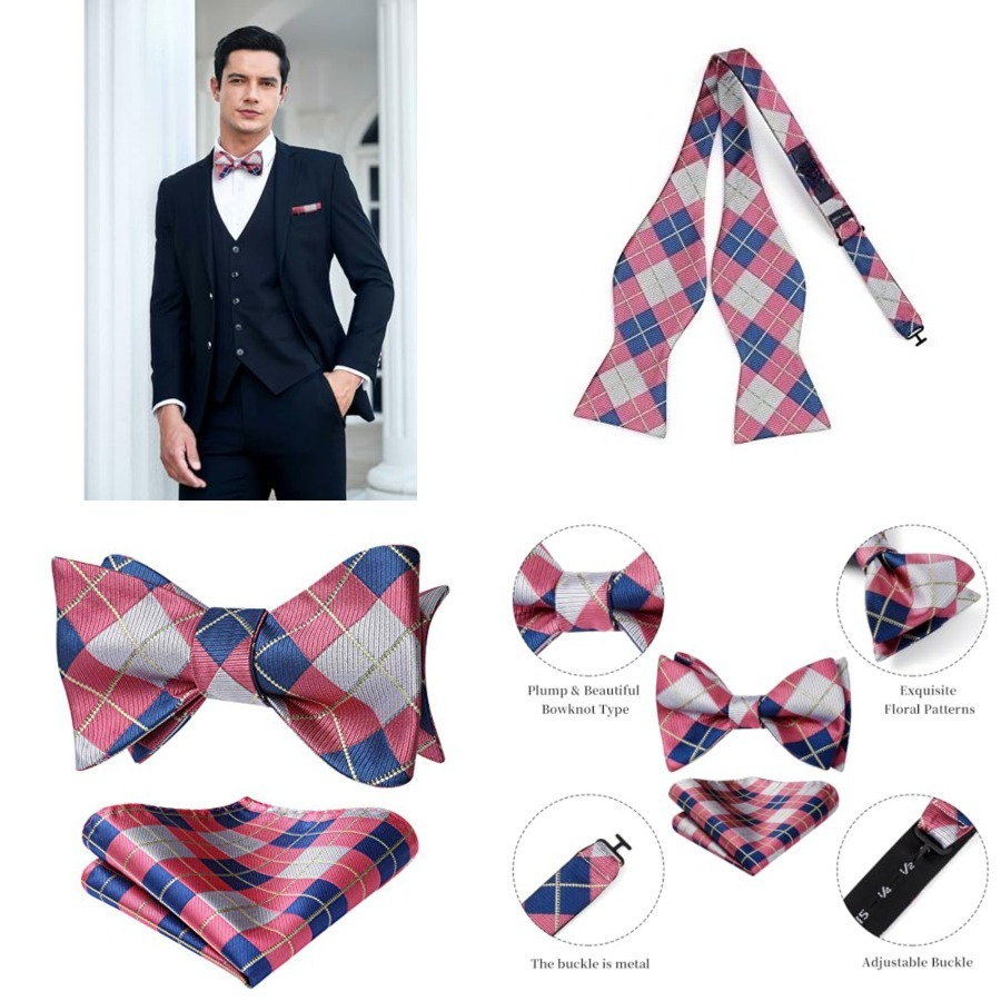 Bow Ties for Men Check Plaid S - Pocket Square Set recensione e prezzo