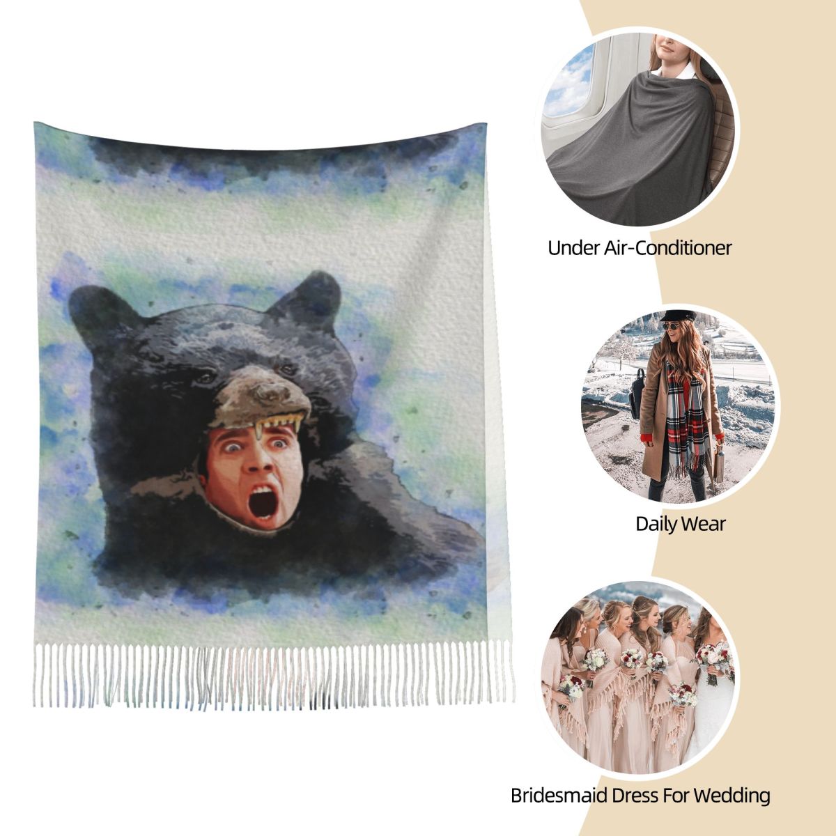 Cage Bear Watercolor Scarf for - Pashmina Wrap Large recensione e prezzo
