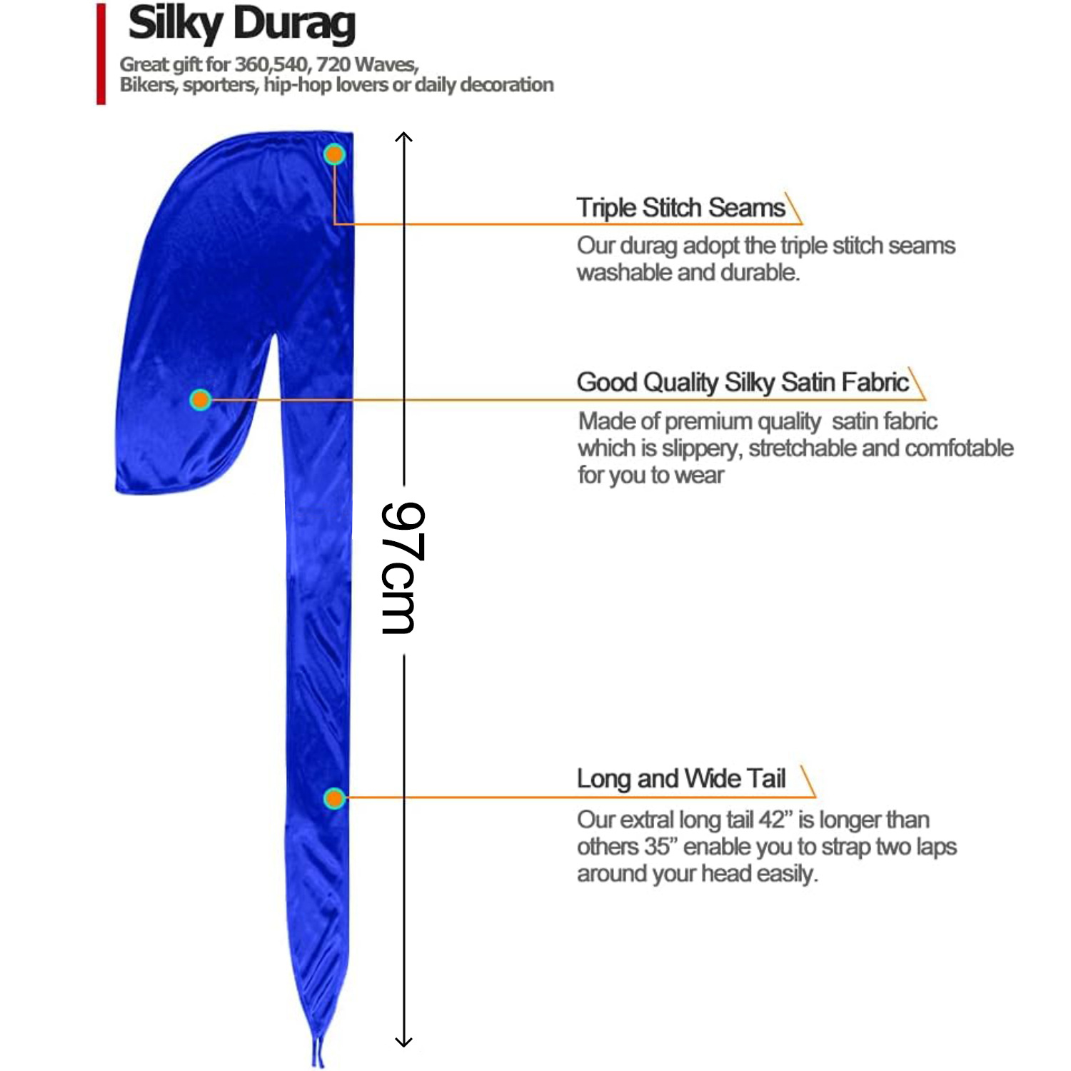Men Satin Breathable Silky Dur - Bandana Doo Rag recensione e prezzo