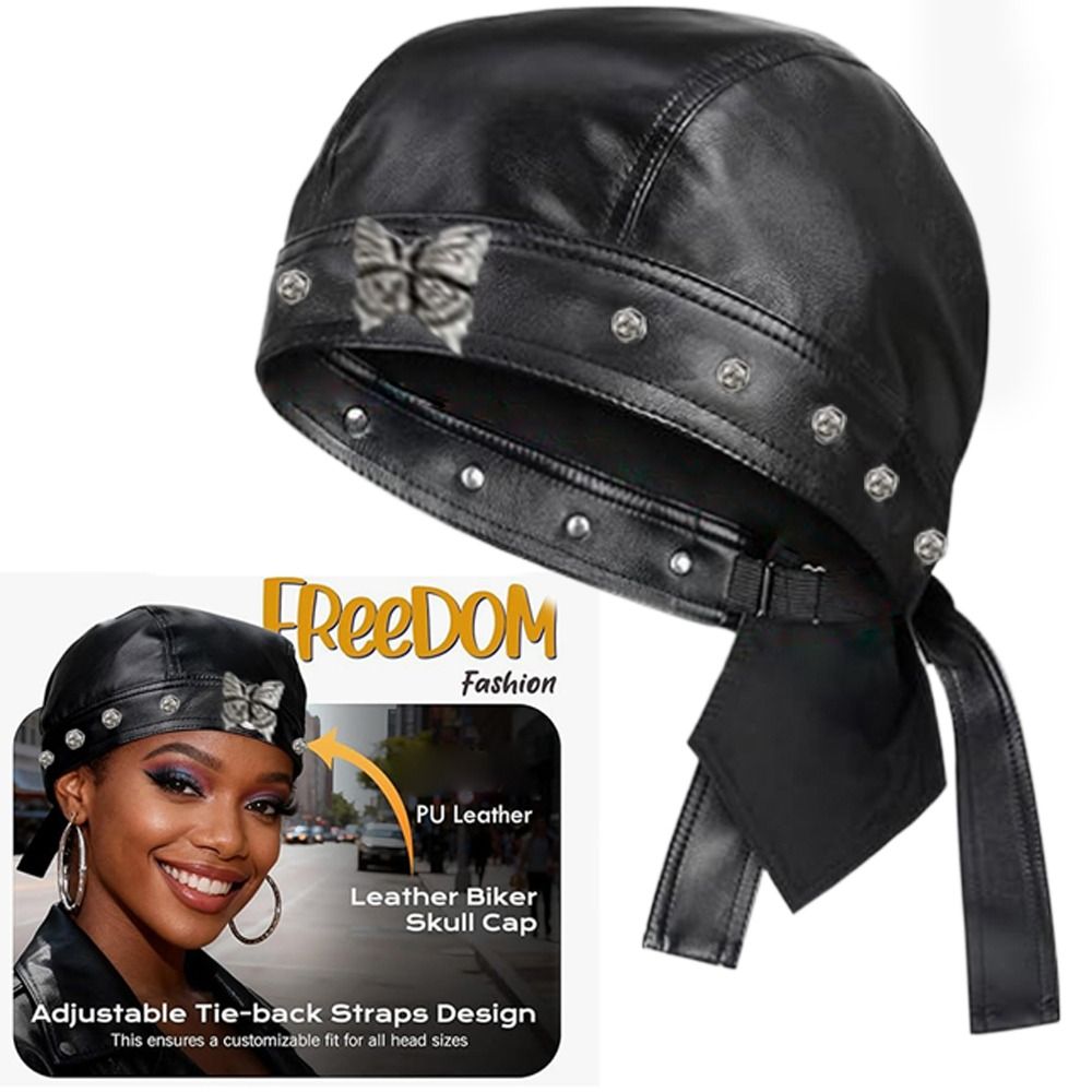 New PU Leather Black Biker Cap - Bandana Doo Rag recensione e prezzo