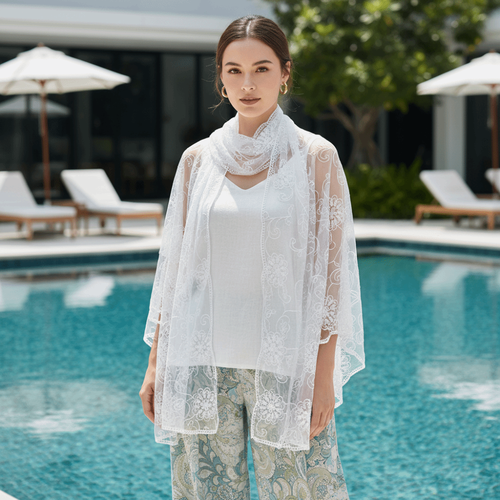 Lace Scarf Embroidered Floral  - Stole Wedding Shawl recensione e prezzo